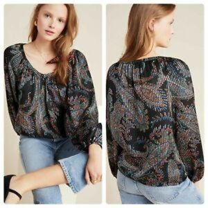 Anthropologie Madeira Burnout Satin Blouse